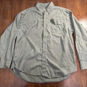 Vintage Woolrich Long Sleeve Button Up Shirt 100% Cotton Green Gray Men's Size X